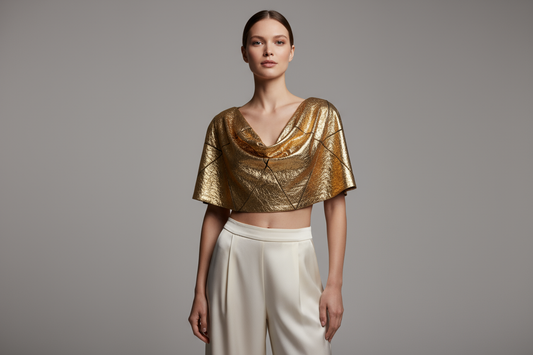 Gold Crop Top female model