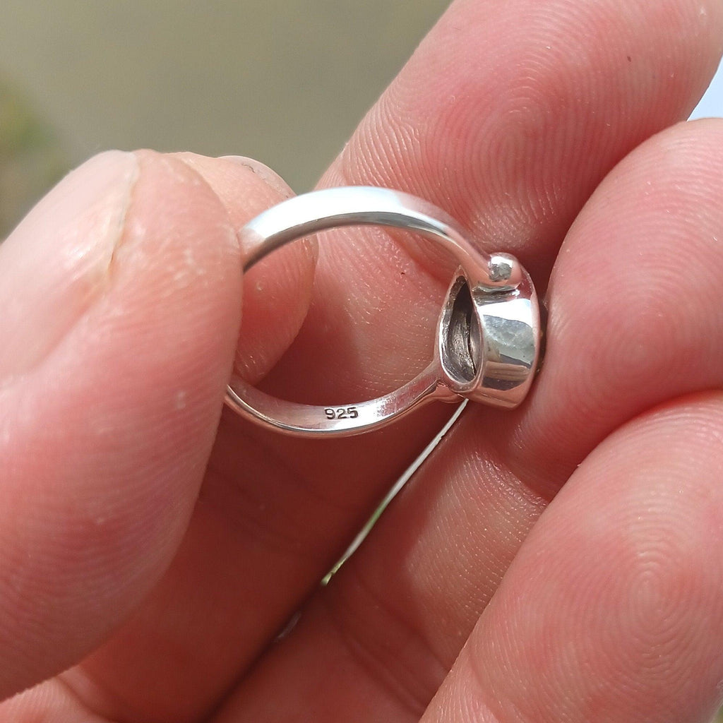 Black Star Sapphire Ring, Sterling Silver Ring, Sapphire Silver Ring, Black Sapphire Ring, Gift for Her, Black Star Sapphire cab - size 6.5-2