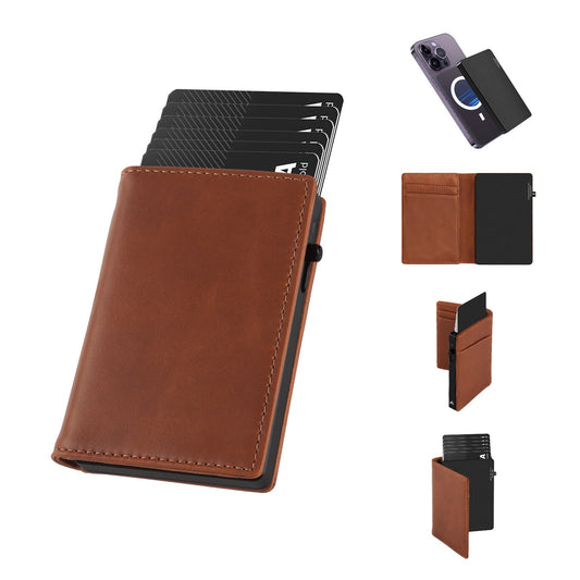 TOYFID Aluminum Alloy Wallet With Genuine Leather Cover Men's Billfolds-0