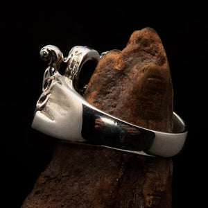 Men's Outlaw Ring Biker on Chopper - antiqued Sterling Silver-4