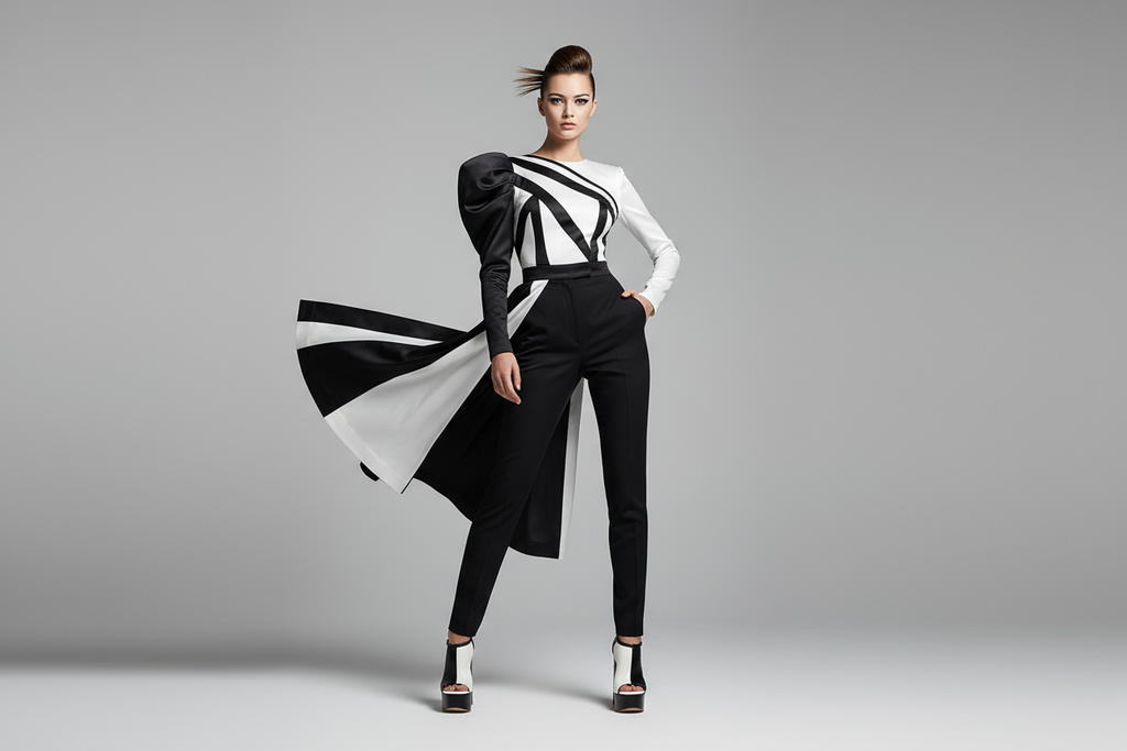 Black and White Top female model