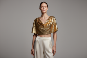 Gold Crop Top female model