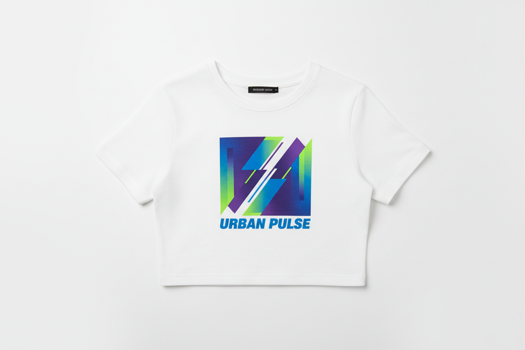 White Front Print Crop Top